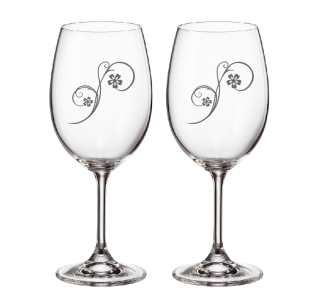 Duo skleničky pískované s kamínkami Swarovski